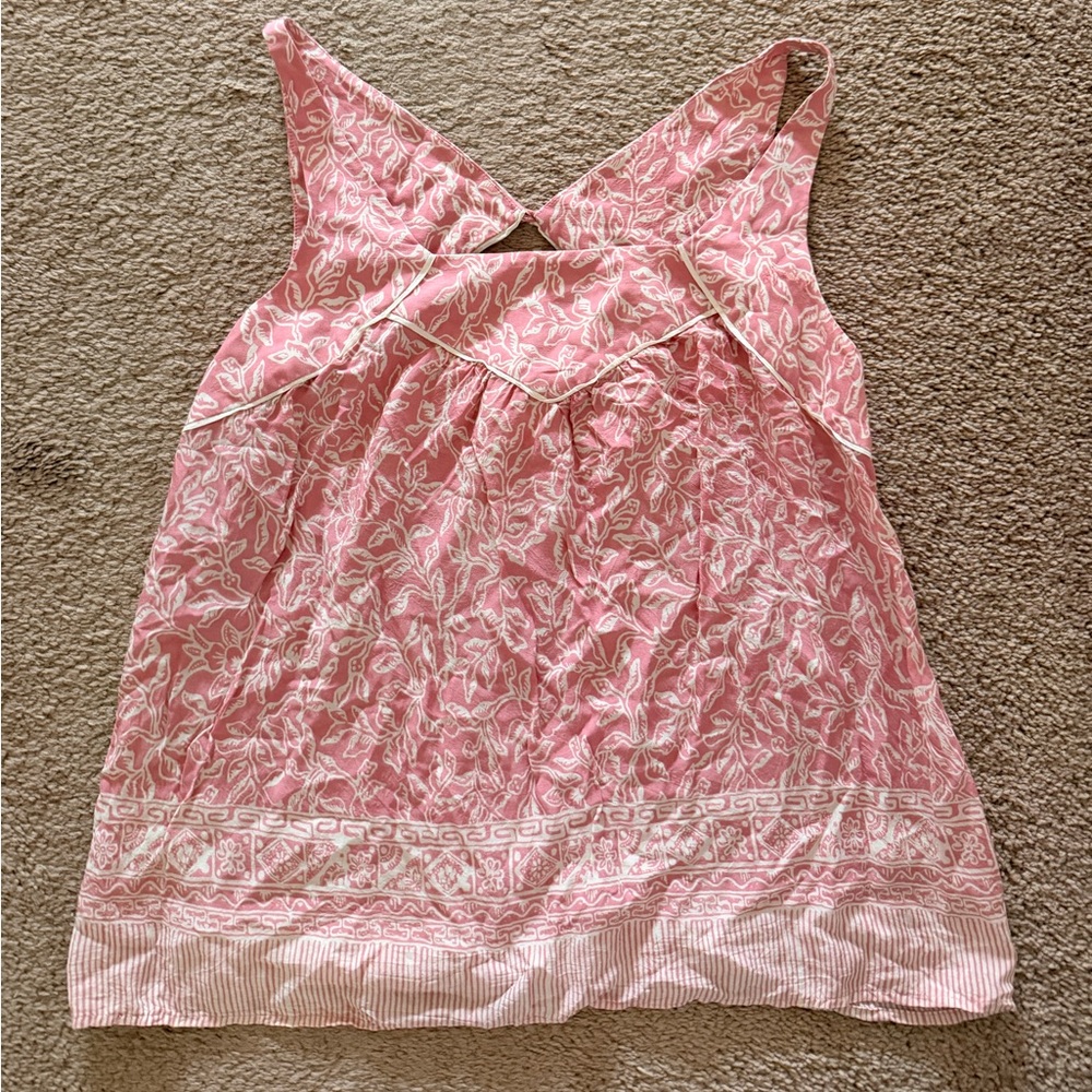 Women's Pink Floral Sleeveless Tank Top